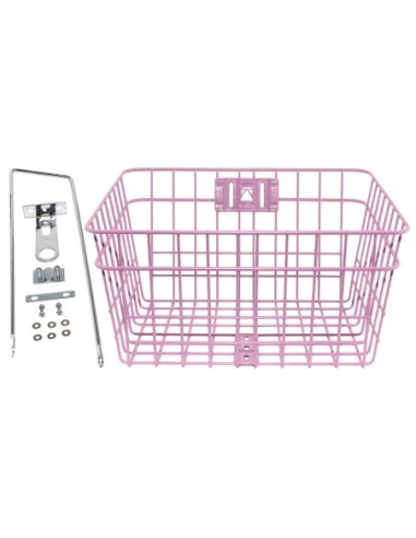 Steel Wire Front Basket W/Braces 333D Pink.